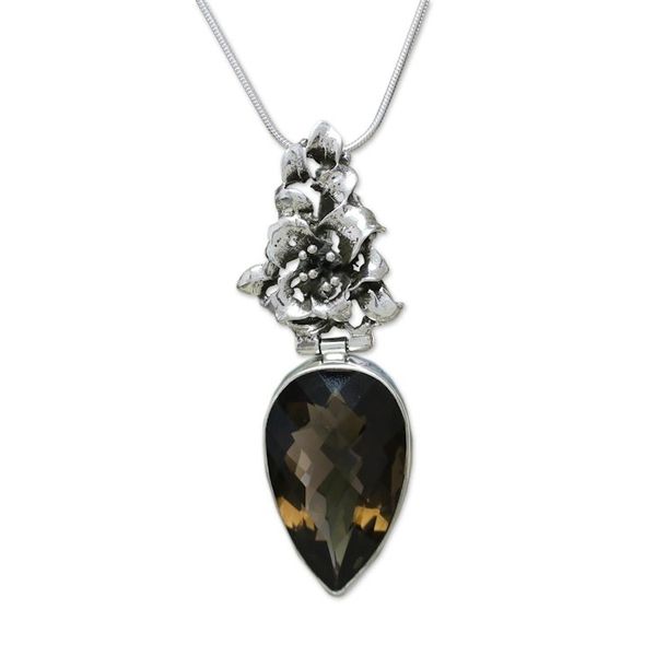 Alternate image for Artisan Crafted Sterling Silver and Smokey Quartz Earrings Tiger Lily