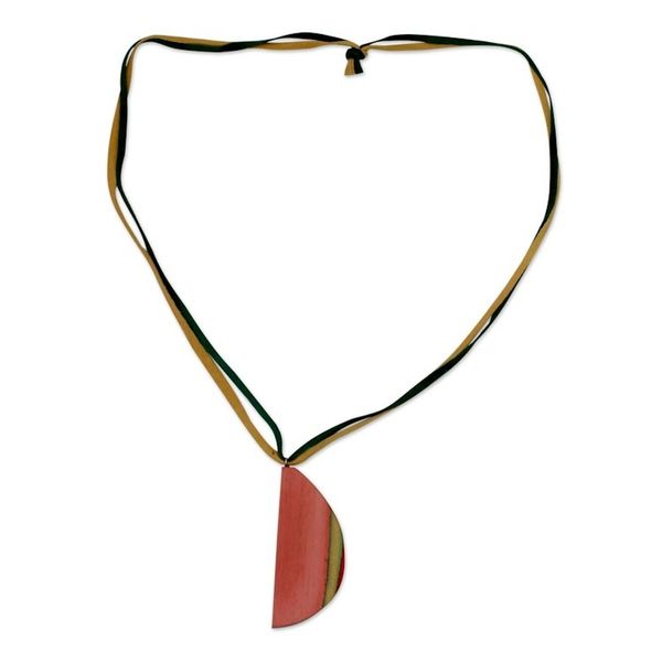 Alternate image for Leather and wood pendant necklace Indian Medley