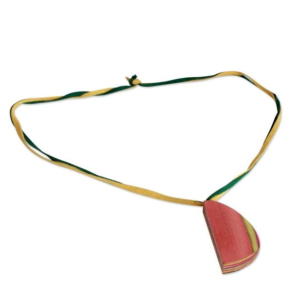 Alternate image for Leather and wood pendant necklace Indian Medley