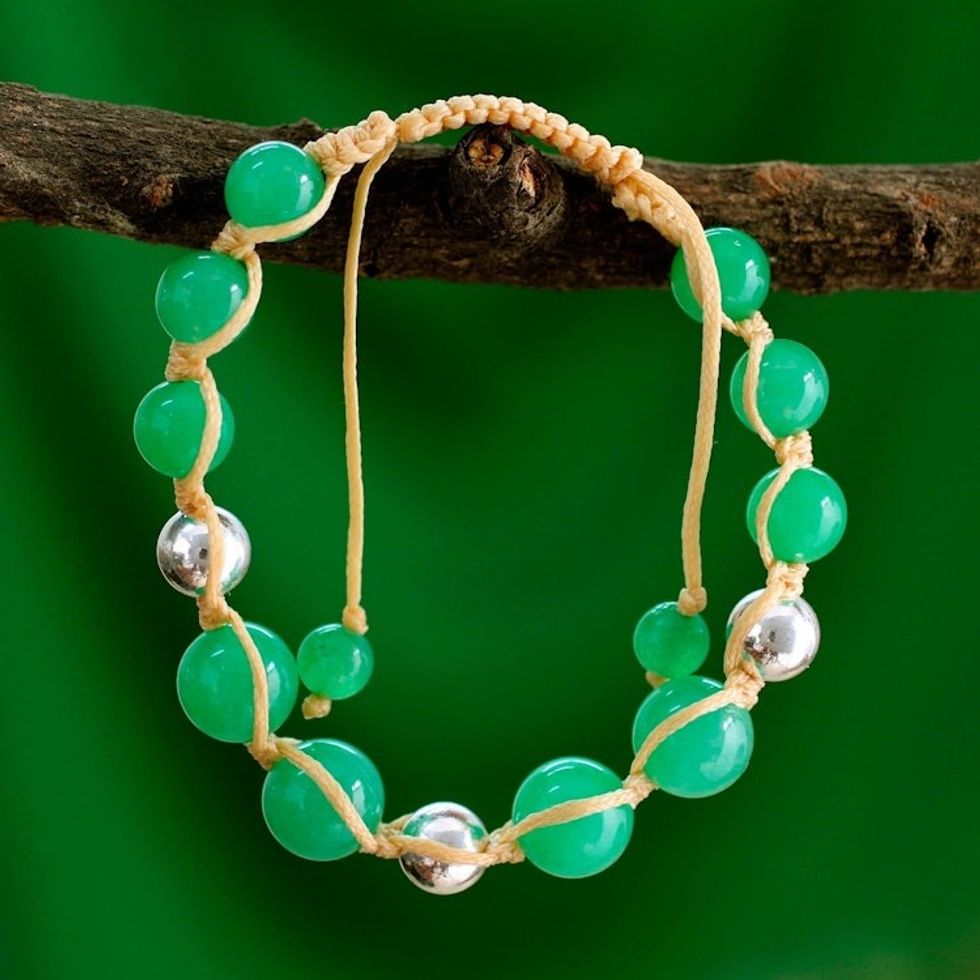 Handmade Quartz Beaded Macrame Bracelet 'Toward Joy'