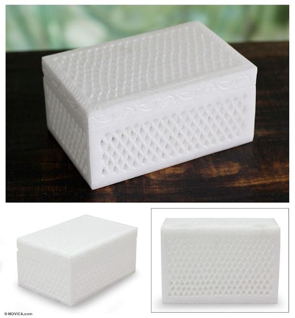 Alternate image for Hand Carved Jali Jewelry Box Mughal Lattice