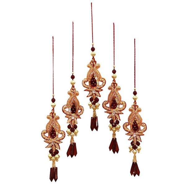 Alternate image for Beaded Christmas Ornaments from India Set of 5 Golden Paisley