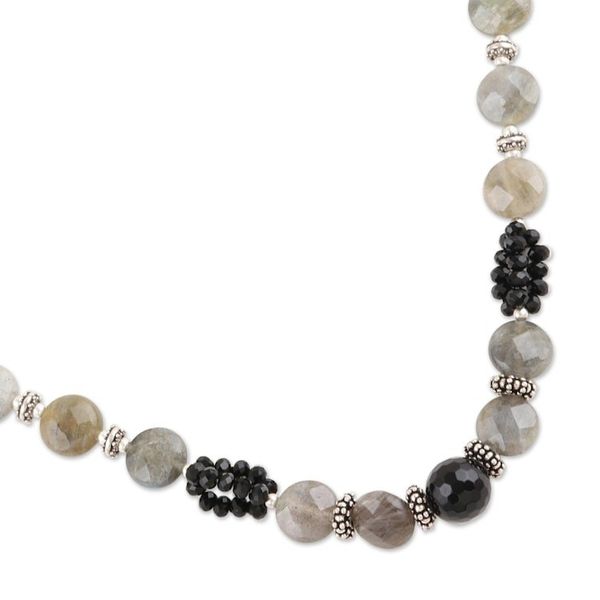 Alternate image for Onyx and labradorite beaded necklace Mysterious Moonlight