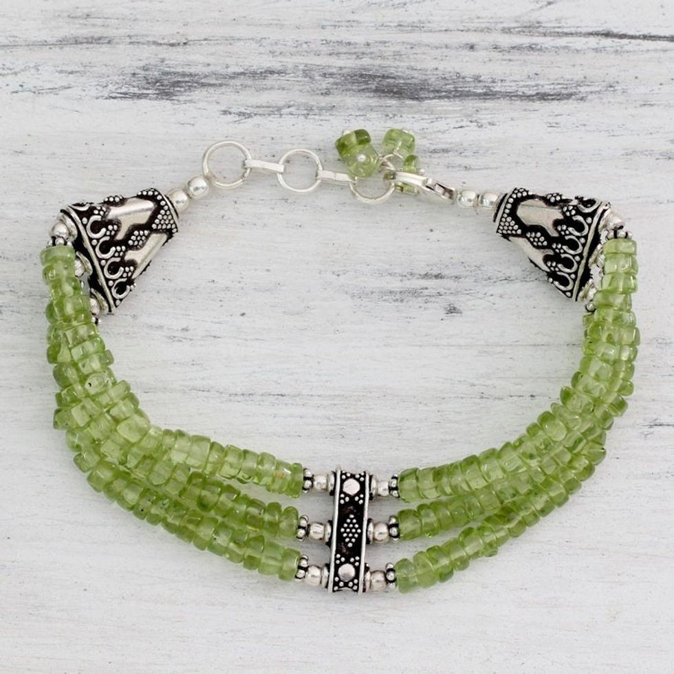 Handcrafted Peridot Bracelet with Sterling Silver 'Fresh Green'