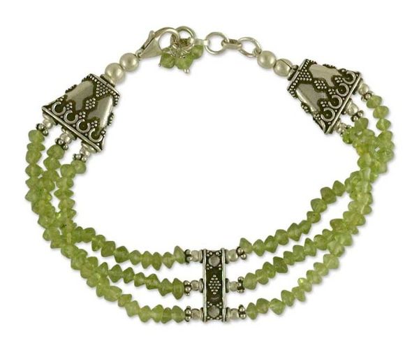 Alternate image for Handcrafted Peridot Bracelet with Sterling Silver Fresh Green