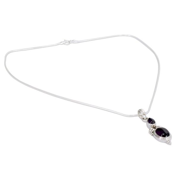 Alternate image for Amethyst pendant necklace Mumbai Lilac