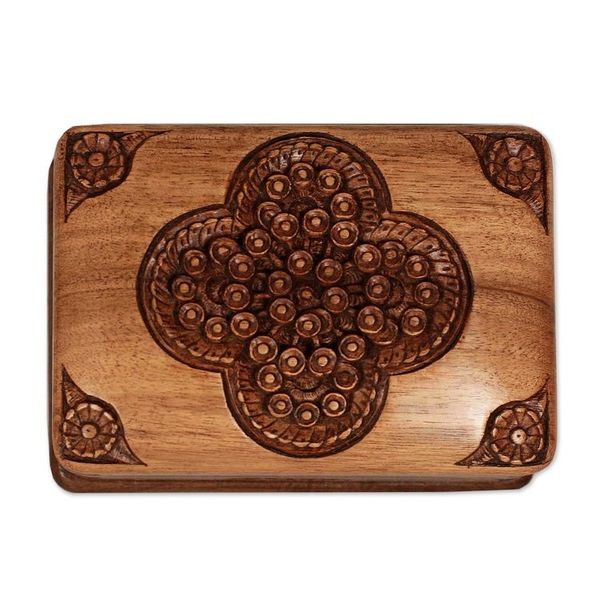 Alternate image for Hand Carved Floral Wood Jewelry Box Treasured Roses