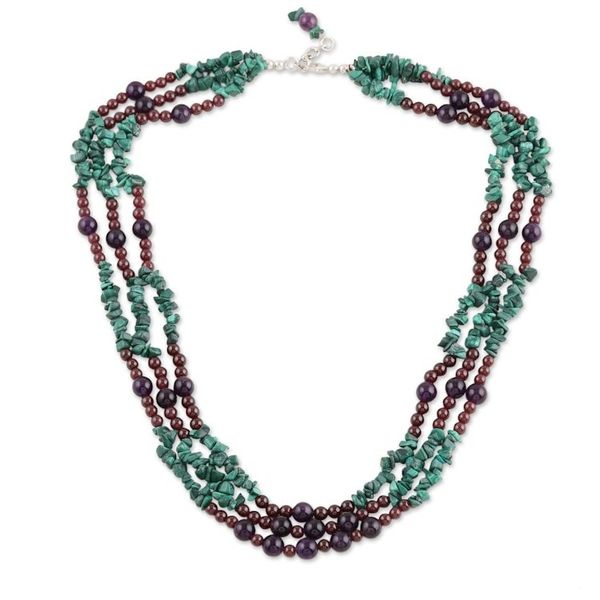 Alternate image for Malachite and amethyst strand necklace Jacaranda Passions