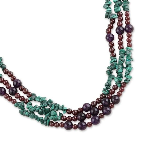 Alternate image for Malachite and amethyst strand necklace Jacaranda Passions