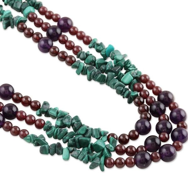 Alternate image for Malachite and amethyst strand necklace Jacaranda Passions