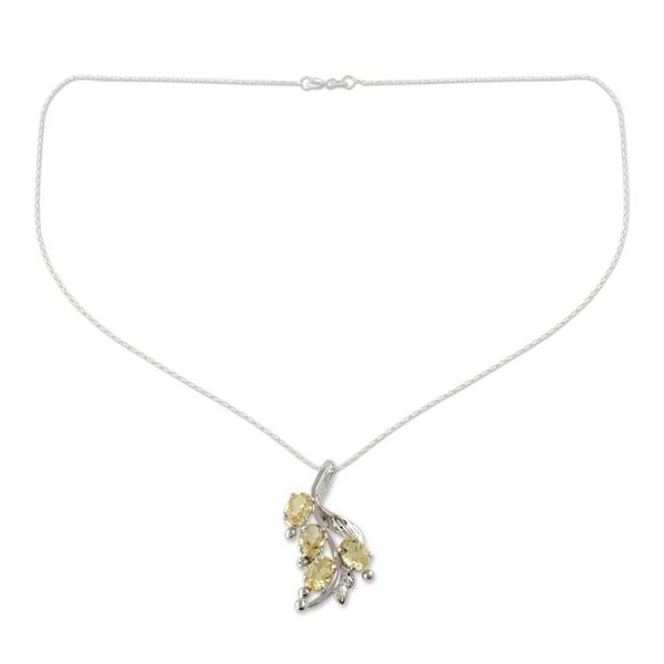 Alternate image for Citrine Pendant on Sterling Silver Necklace from India Luminous Bouquet