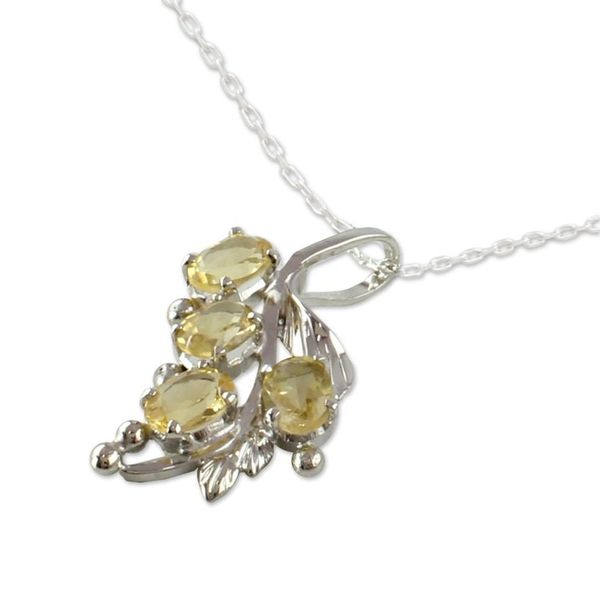 Alternate image for Citrine Pendant on Sterling Silver Necklace from India Luminous Bouquet