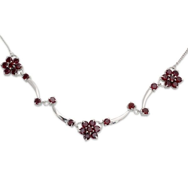 Alternate image for Garnet Flowers on Sterling Silver Necklace from India Blushing Daisies