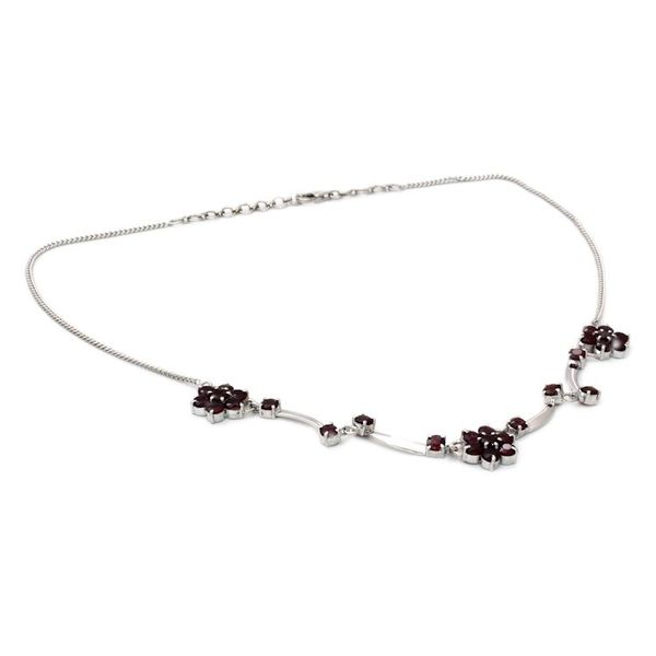 Alternate image for Garnet Flowers on Sterling Silver Necklace from India Blushing Daisies