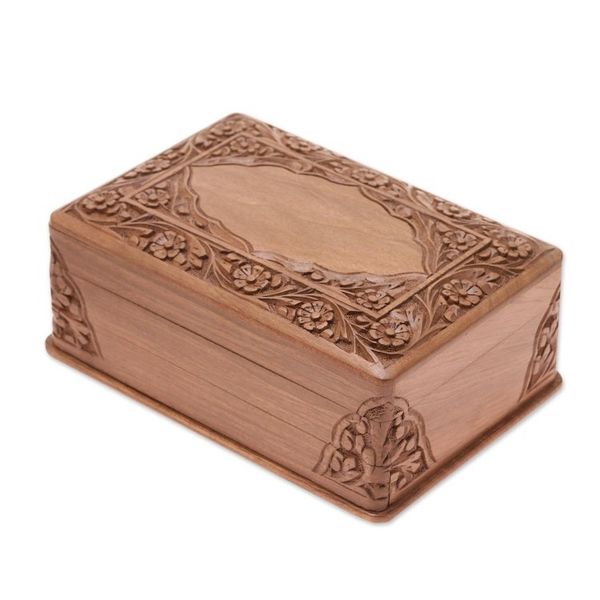 Alternate image for Indian Floral Wood Jewelry Box Kashmir Valley