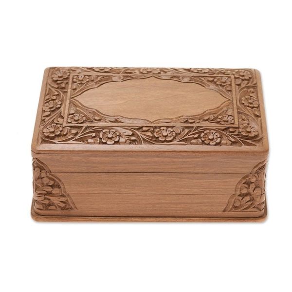 Alternate image for Indian Floral Wood Jewelry Box Kashmir Valley