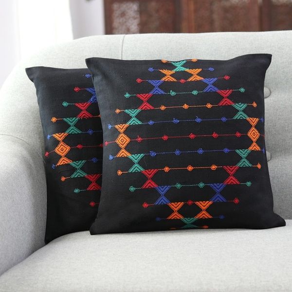 Alternate image for Cotton Patterned Cushion Covers from India Pair Festival Galaxy