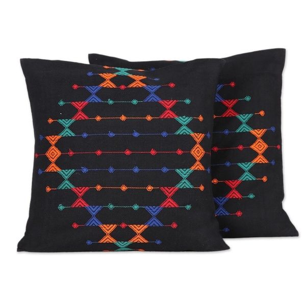 Alternate image for Cotton Patterned Cushion Covers from India Pair Festival Galaxy
