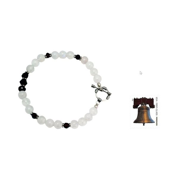 Alternate image for Rainbow Moonstone and garnet beaded bracelet Rajasthan Dancer
