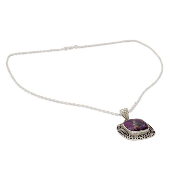 Alternate image for Purple Turquoise Necklace in Sterling Silver Violet Sunset