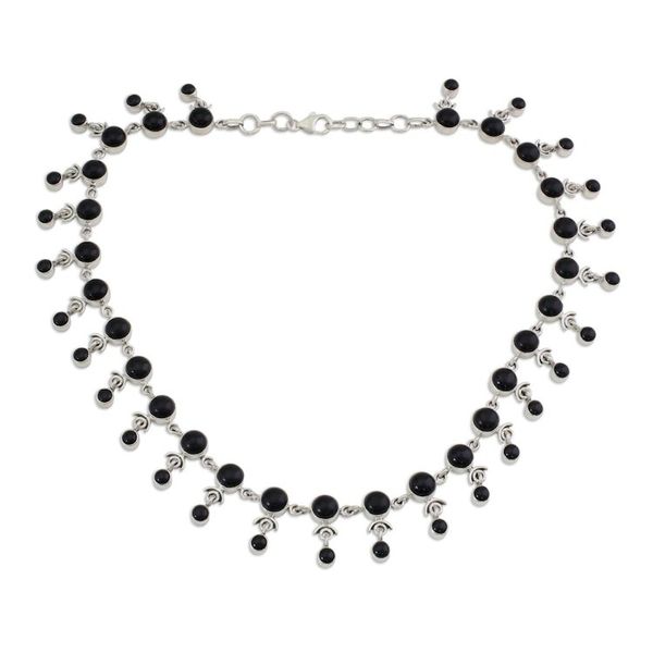 Alternate image for Sterling Silver Waterfall Onyx Necklace Gratitude