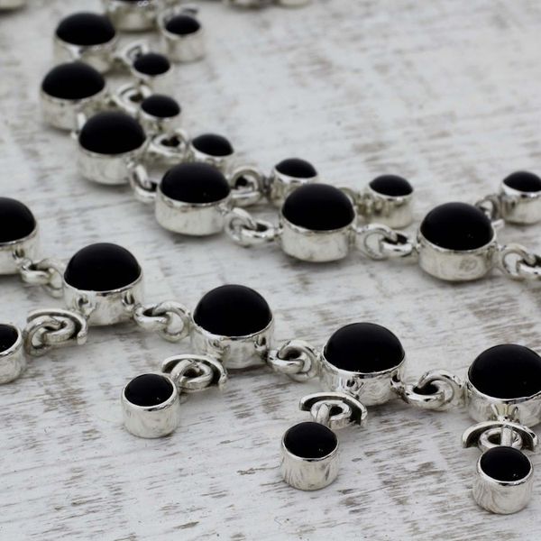 Alternate image for Sterling Silver Waterfall Onyx Necklace Gratitude