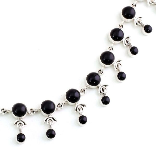 Alternate image for Sterling Silver Waterfall Onyx Necklace Gratitude