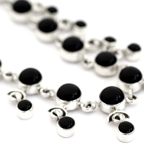Alternate image for Sterling Silver Waterfall Onyx Necklace Gratitude