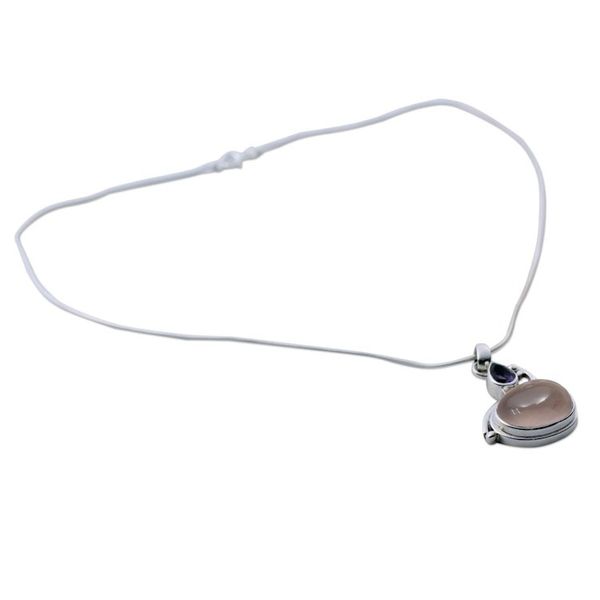 Alternate image for Amethyst and Rose Quartz Pendant Necklace Mumbai Dawn