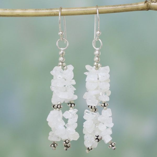 Alternate image for Sterling Silver and Moonstone Waterfall Earrings Rejoice