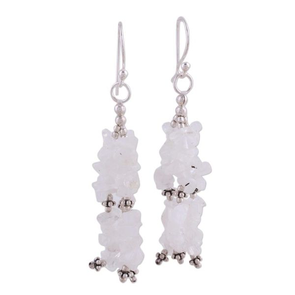 Alternate image for Sterling Silver and Moonstone Waterfall Earrings Rejoice