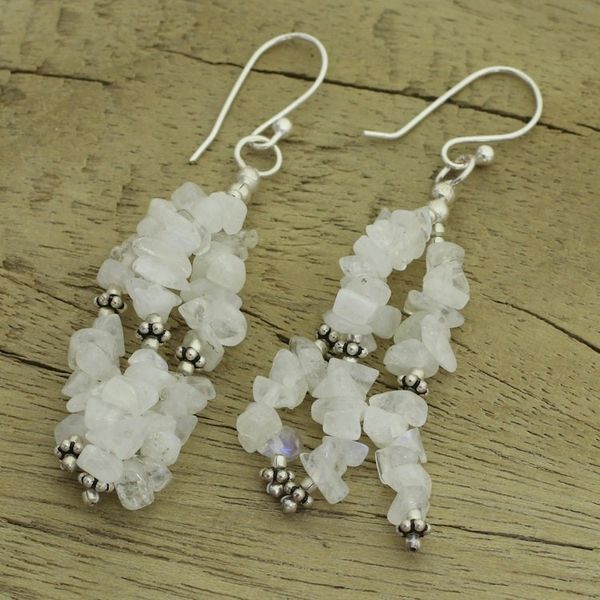 Alternate image for Sterling Silver and Moonstone Waterfall Earrings Rejoice