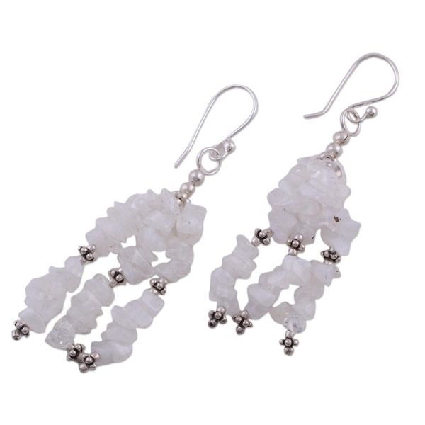 Alternate image for Sterling Silver and Moonstone Waterfall Earrings Rejoice