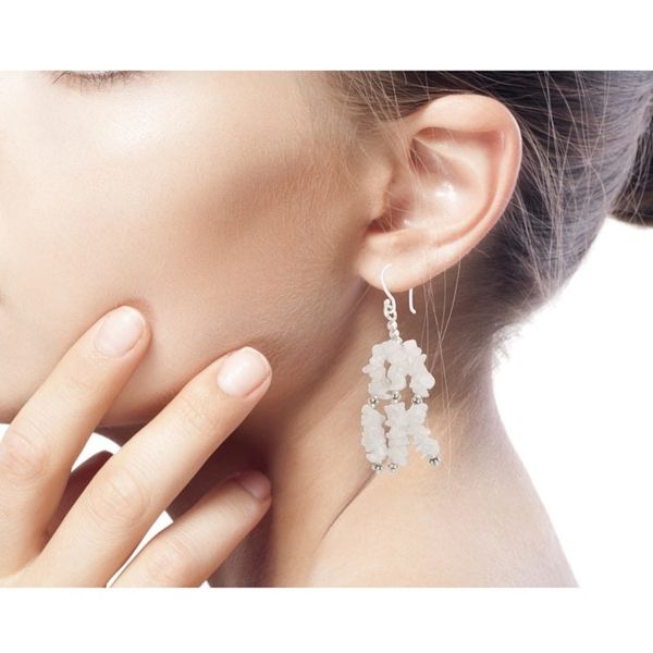 Alternate image for Sterling Silver and Moonstone Waterfall Earrings Rejoice