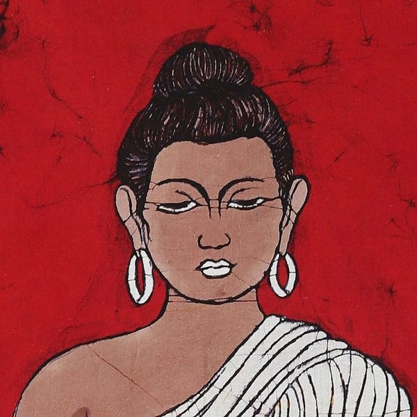 Alternate image for Cotton batik wall hanging Buddha on Red
