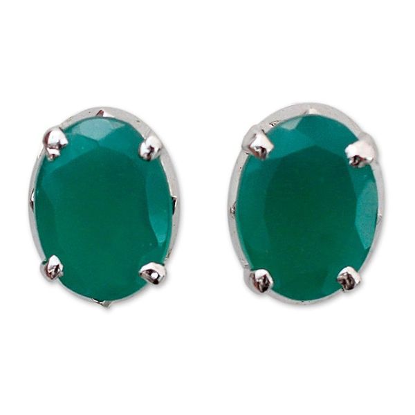 Alternate image for Unique Womens Stud Onyx Earrings India Green