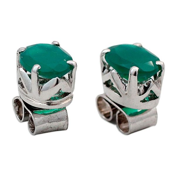 Alternate image for Unique Womens Stud Onyx Earrings India Green