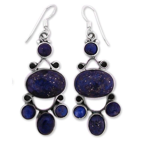 Alternate image for Hand Crafted Sterling Silver and Lapis Lazuli Earrings Midnight Stars