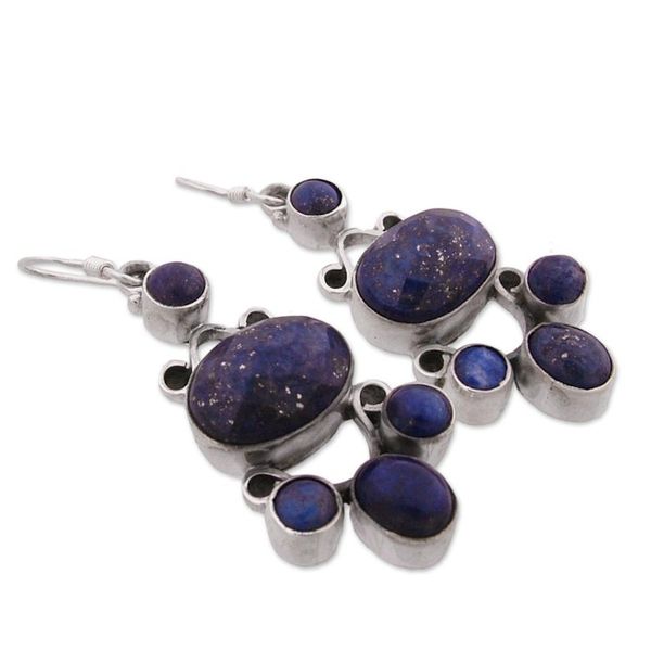 Alternate image for Hand Crafted Sterling Silver and Lapis Lazuli Earrings Midnight Stars
