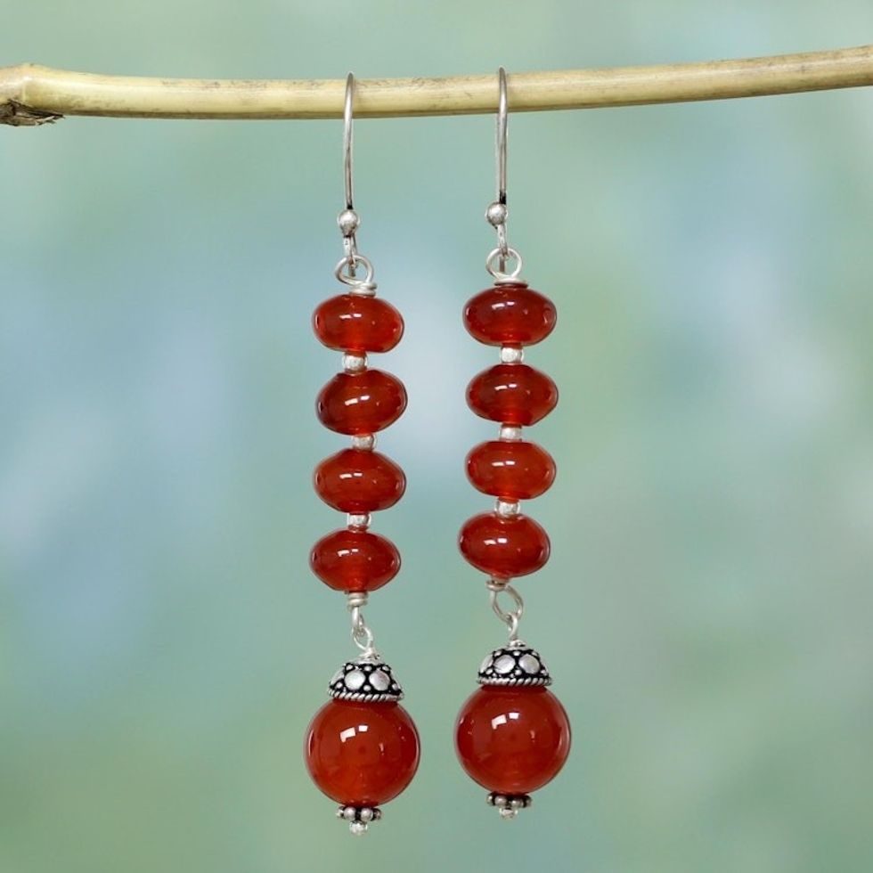 Carnelian dangle earrings 'Fire Fall'
