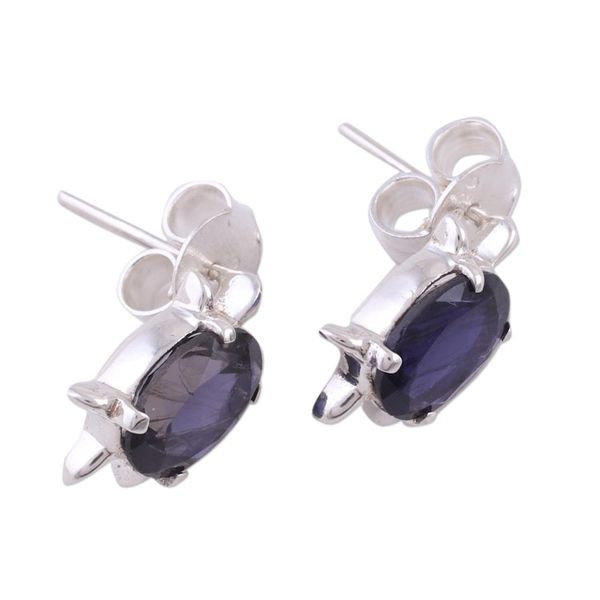 Alternate image for Artisan Jewelry Earrings Sterling Silver and Iolite Crystal Turtle