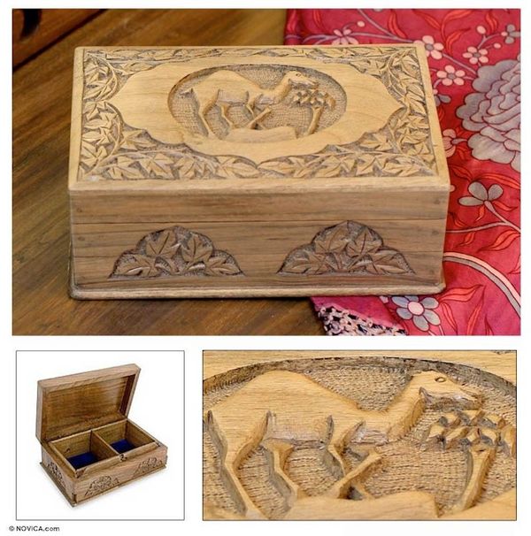 Alternate image for Handcrafted Wood Jewelry Box Camel