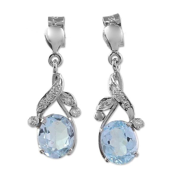 Alternate image for Handcrafted Sterling Silver Blue Topaz Earring Floral Jewelr Dazzling Dew