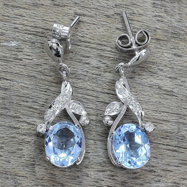 Alternate image for Handcrafted Sterling Silver Blue Topaz Earring Floral Jewelr Dazzling Dew