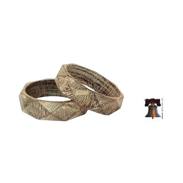 Alternate image for Wood Bangle Bracelets Hand Carved in India Pair Vintage Forest