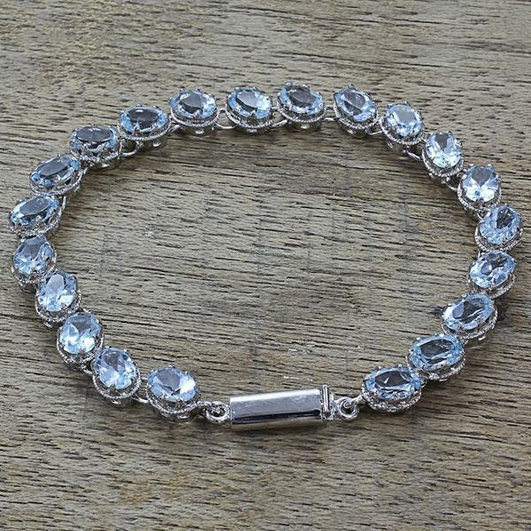 Alternate image for Sterling Silver Link Blue Topaz Bracelet from India Sparkling Blue River