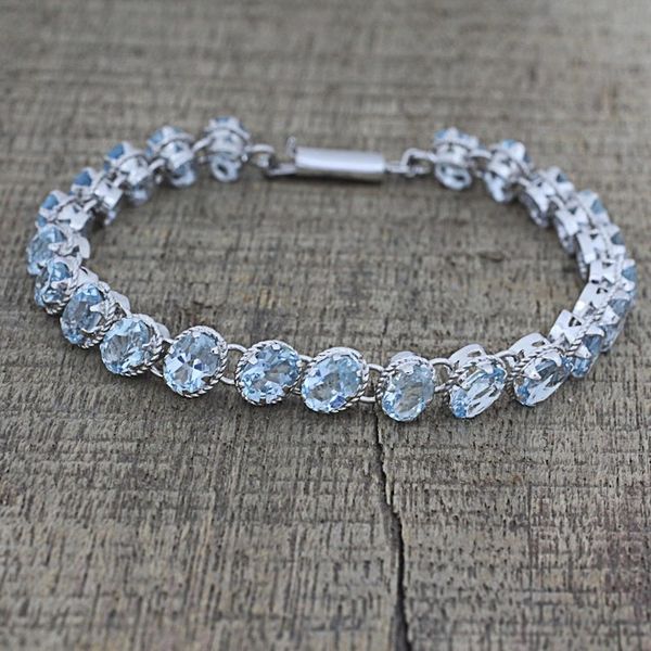 Alternate image for Sterling Silver Link Blue Topaz Bracelet from India Sparkling Blue River