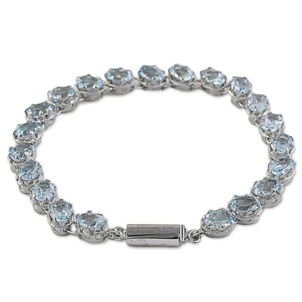 Alternate image for Sterling Silver Link Blue Topaz Bracelet from India Sparkling Blue River