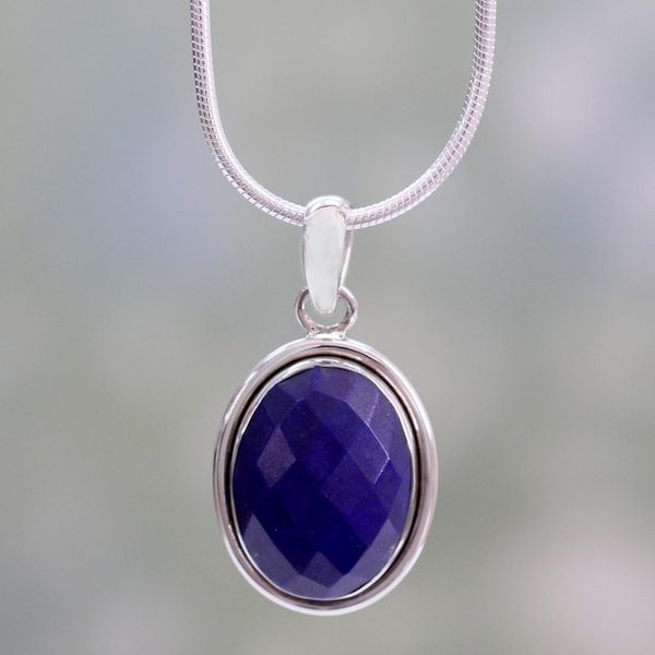 Alternate image for Fair Trade Jewelry Lapis Lazuli and Sterling Silver Necklace Blue Destiny