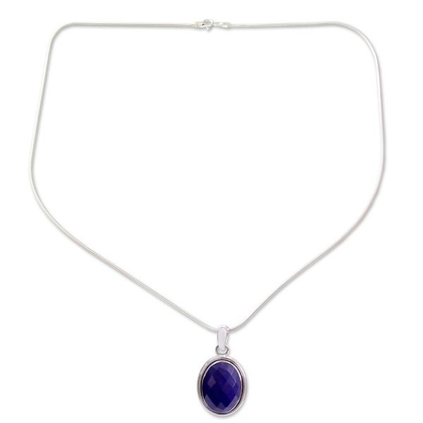 Alternate image for Fair Trade Jewelry Lapis Lazuli and Sterling Silver Necklace Blue Destiny